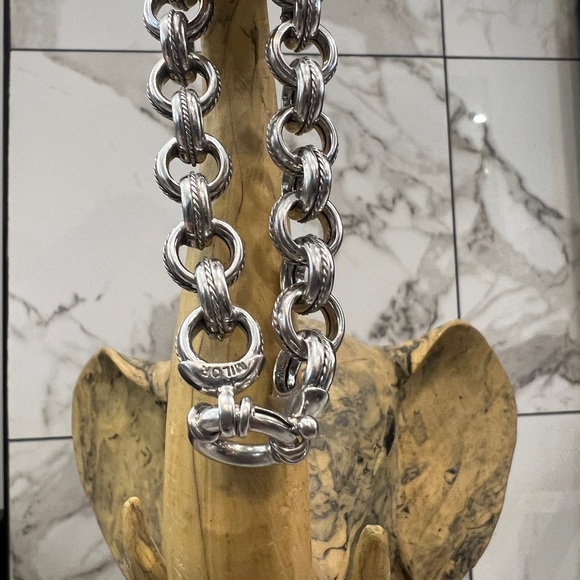 8” Miler Italy Epiphany Platinum Sterling Silver 925 Rope Texture Chain Link - Picture 9 of 11